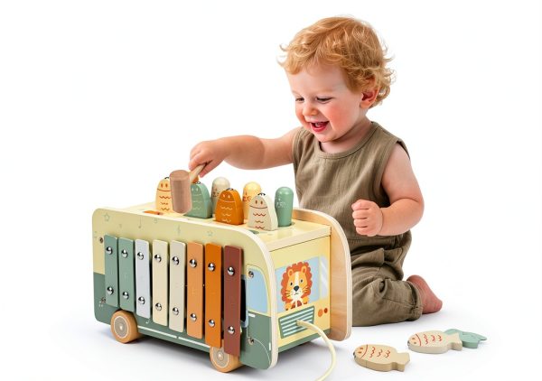 Vanplay 7-in-1 Toddler Activity Toy – Xylophone, Mole Game, Fishing-0
