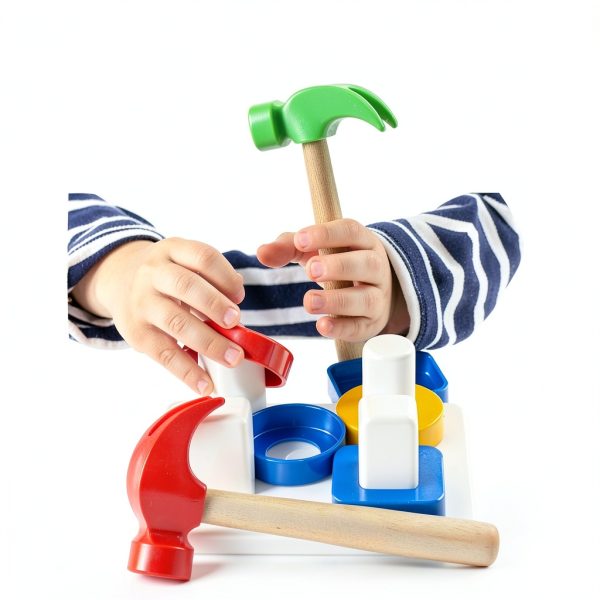 Fowecelt Wooden Toy Hammer for Kids 6.5x3 Inch Durable Learning Tool-3