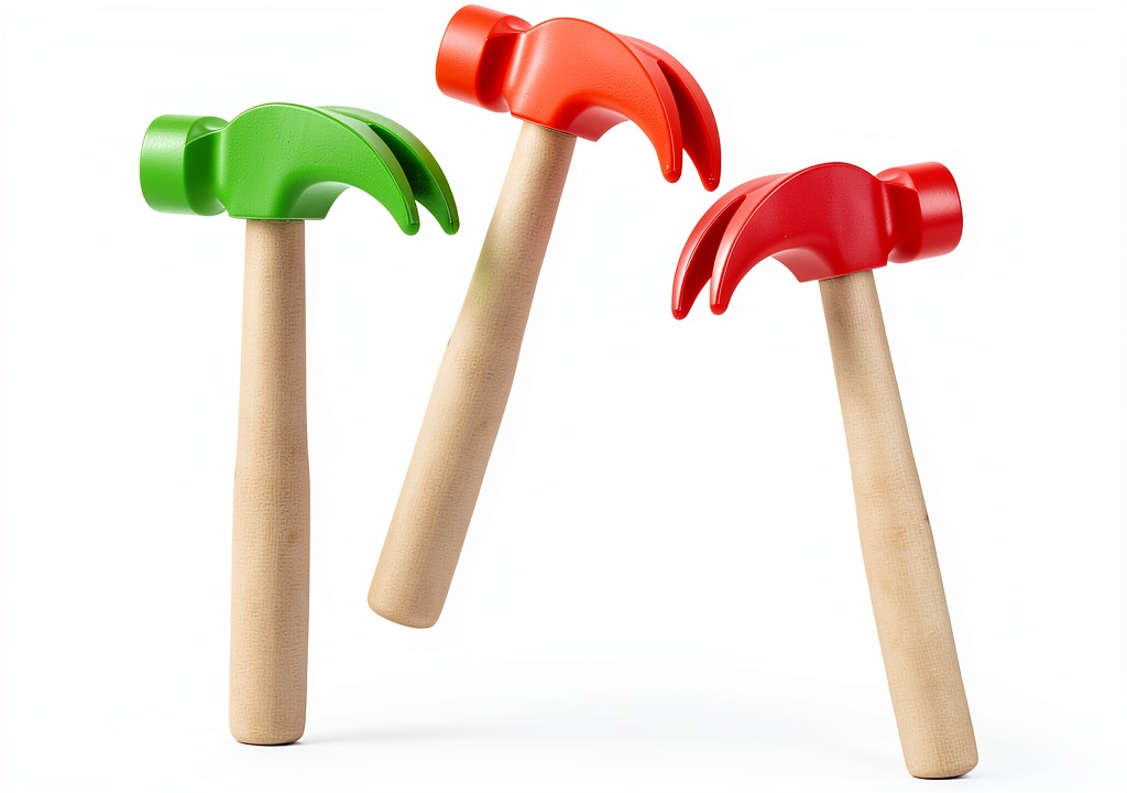 Installing Fowecelt Wooden Toy Hammer for Kids 6.5x3 Inch Durable Learning Tool on a wooden desk