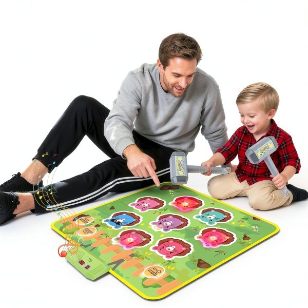 M SANMERSEN Whack A Mole Play Mat with 2 Hammers and LED Scoreboard-3