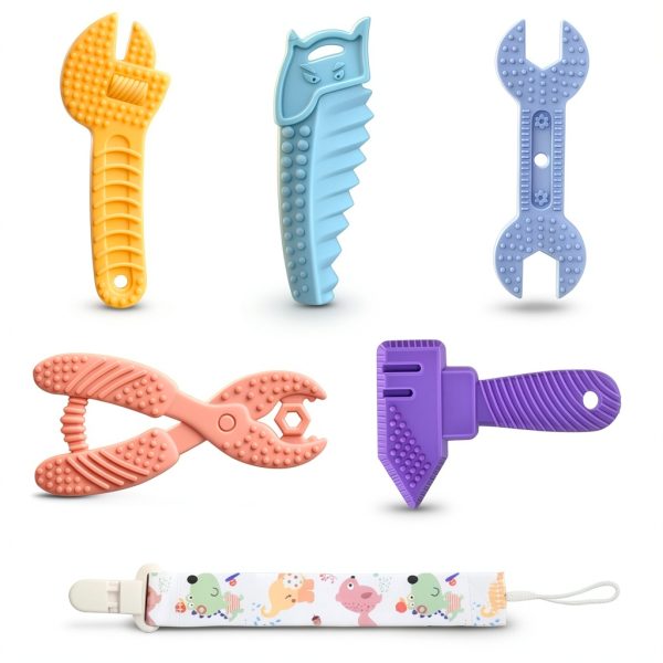 Silicone Baby Tool Set by Mgtfbg – Five Colorful Sensory Shapes, BPA-2