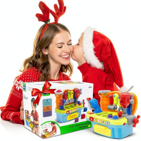 Kids Tool Workbench SYAOMUNLY 907 with 8 Accessories and LED Lights-4