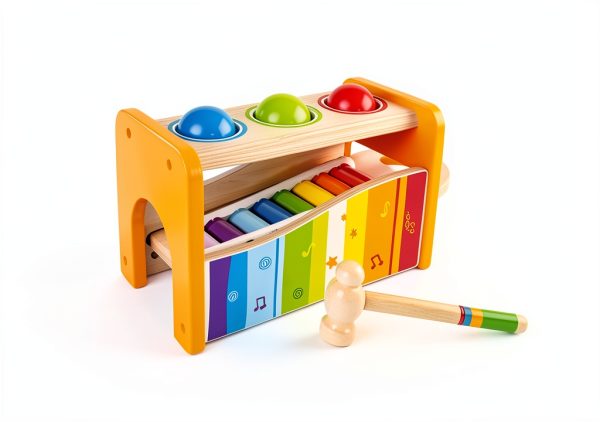 Hape Yellow Mower Xylophone Toy Non Toxic Musical Hammer for Toddlers-1