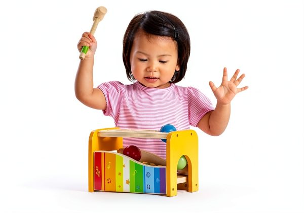 Hape Yellow Mower Xylophone Toy Non Toxic Musical Hammer for Toddlers-3
