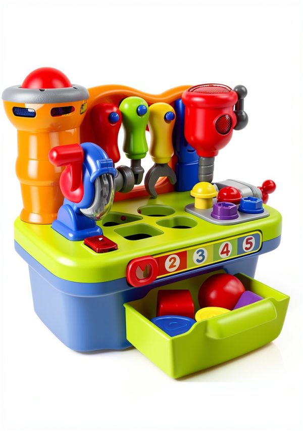 Kids Tool Workbench SYAOMUNLY 907 with 8 Accessories and LED Lights-0