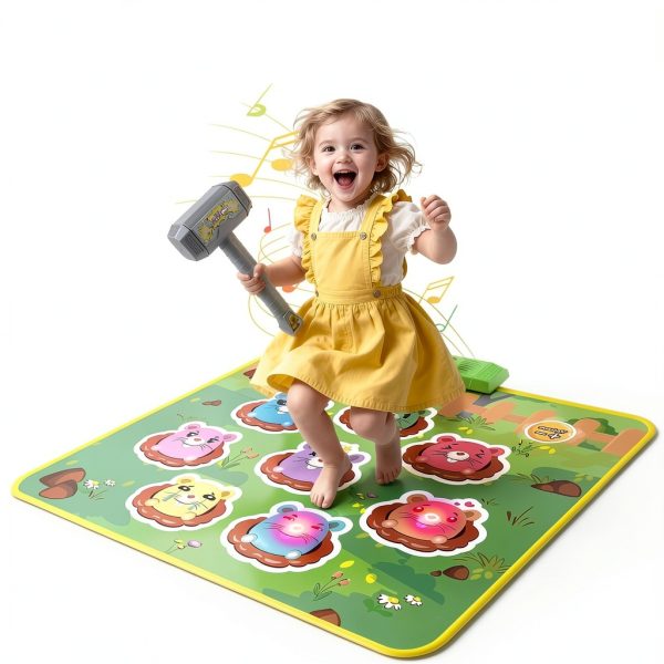 M SANMERSEN Whack A Mole Play Mat with 2 Hammers and LED Scoreboard-1