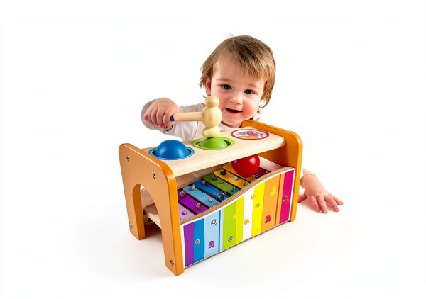 Hape Yellow Mower Xylophone Toy Non Toxic Musical Hammer for Toddlers-2