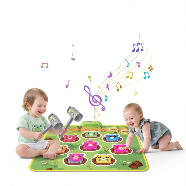 M SANMERSEN Whack A Mole Play Mat with 2 Hammers and LED Scoreboard-2