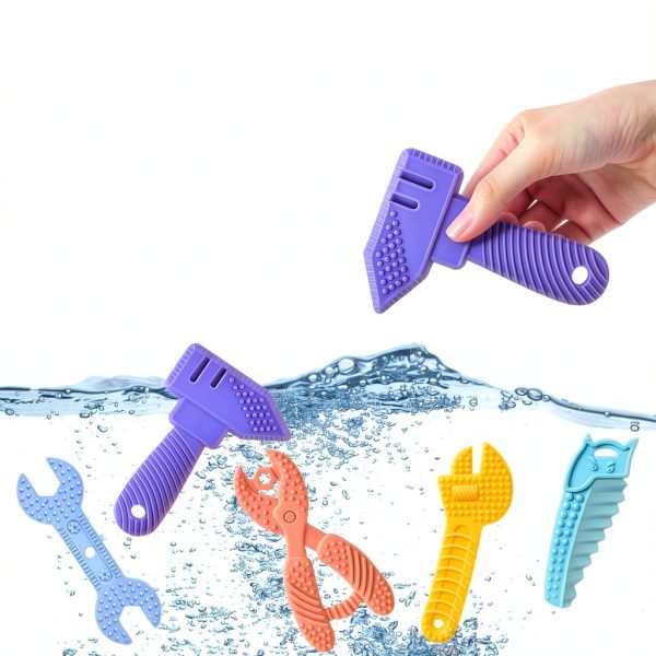 Silicone Baby Tool Set by Mgtfbg – Five Colorful Sensory Shapes, BPA-3