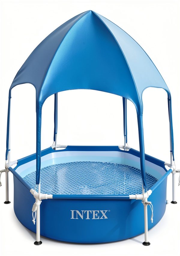 Intex 6ft x 15in Canopy Metal Frame Swimming Pool with Sprayer-2