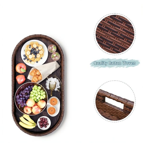 Floating Pool Tray by Devoko Wicker Large Rectangular Table Brown-1