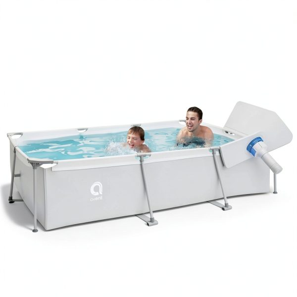 DIMAR GARDEN Above Ground Swimming Pool with Filter Pump, Outdoor Rectangular Steel Frame Swimming Pool for Kids Adults,10ft x 6.8ft x 25.6in-2