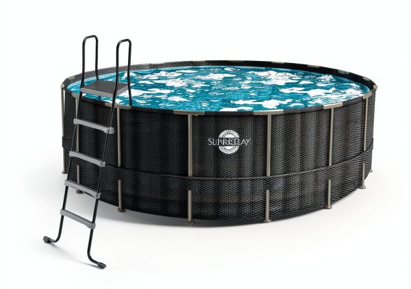 BlueBay Heavy Duty Frame Above Ground Swimming Pool 24ft x 52in Rattan-4