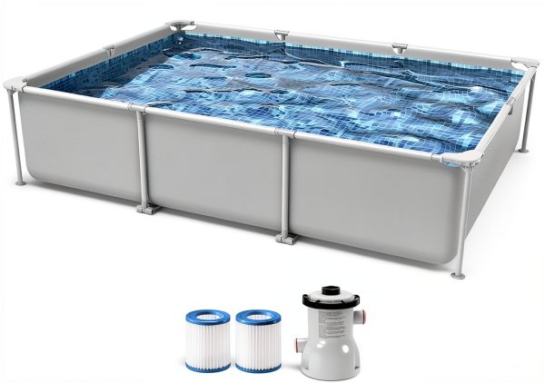 SLOOSH Rectangular Above Ground Pool 10ft x 6.8ft UV‑Resistant Pump-0