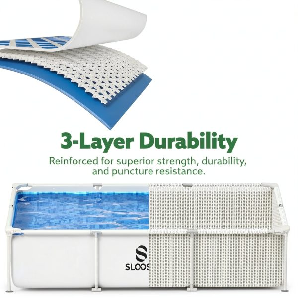 SLOOSH Rectangular Above Ground Pool 10ft x 6.8ft UV‑Resistant Pump-5