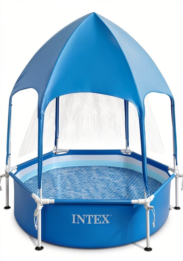 Intex 6ft x 15in Canopy Metal Frame Swimming Pool with Sprayer-3