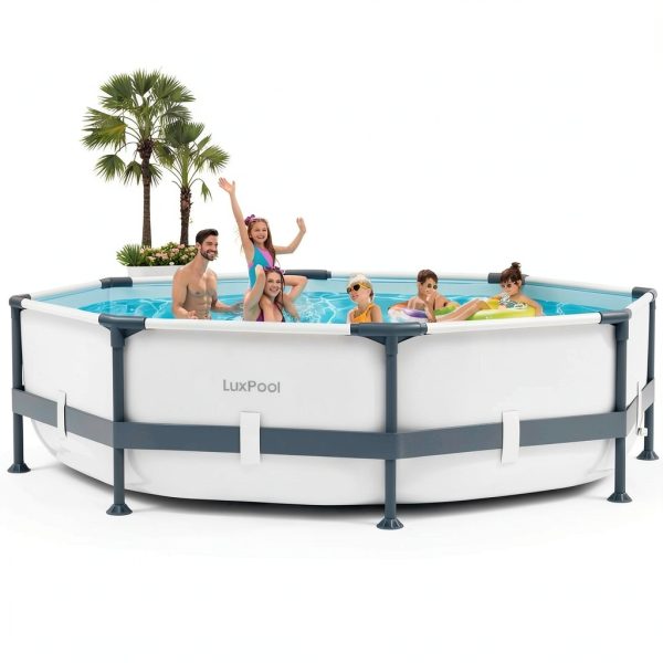 Above Ground Pool LuxPool 10ft x30in Frame with 3D Ripple Liner-6