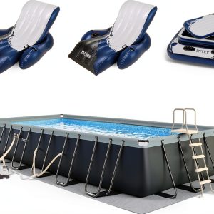 Intex Ultra XTR 24ft x 12ft Ground Pool Set with Sand Filter Recliners-0