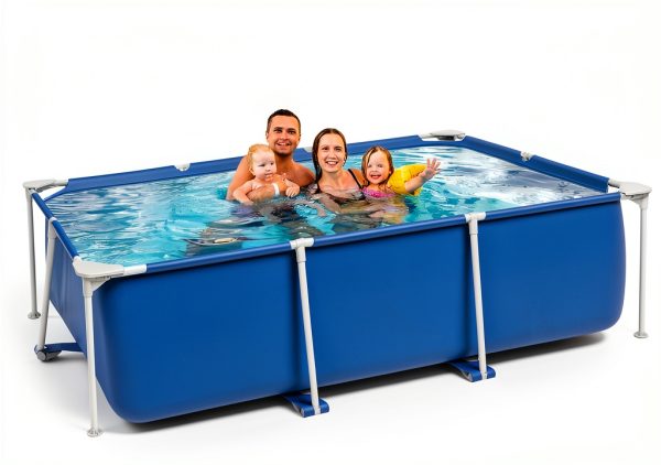 Jojoka Rectangular Frame Pool 118x79x26in Blue Steel Swimming Pool-1