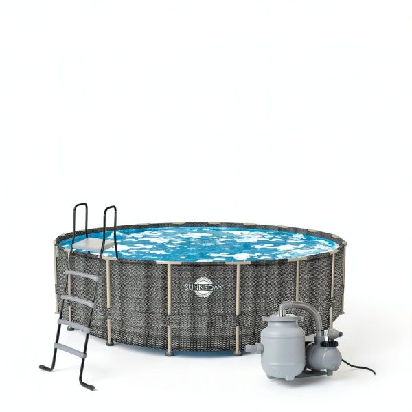 BlueBay Heavy Duty Frame Above Ground Swimming Pool 24ft x 52in Rattan-2