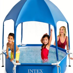 Intex 6ft x 15in Canopy Metal Frame Swimming Pool with Sprayer-0