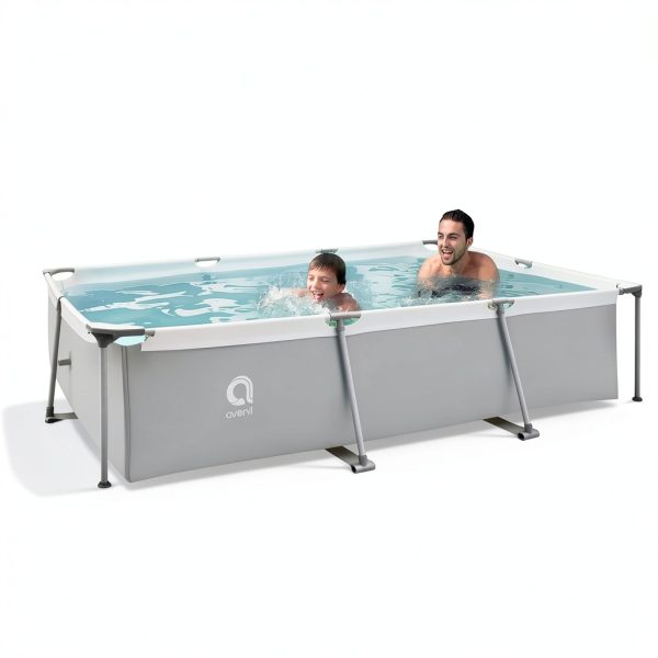 DIMAR GARDEN Above Ground Swimming Pool with Filter Pump, Outdoor Rectangular Steel Frame Swimming Pool for Kids Adults,10ft x 6.8ft x 25.6in-5