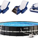 Intex 26339EH Ultra XTR 24ft x 52in Above Ground Swimming Pool Set with Sand Filter Pump, Inflatable Lounge Pool Recliners (2-Pack) and Inflatable Beverage Cooler-0