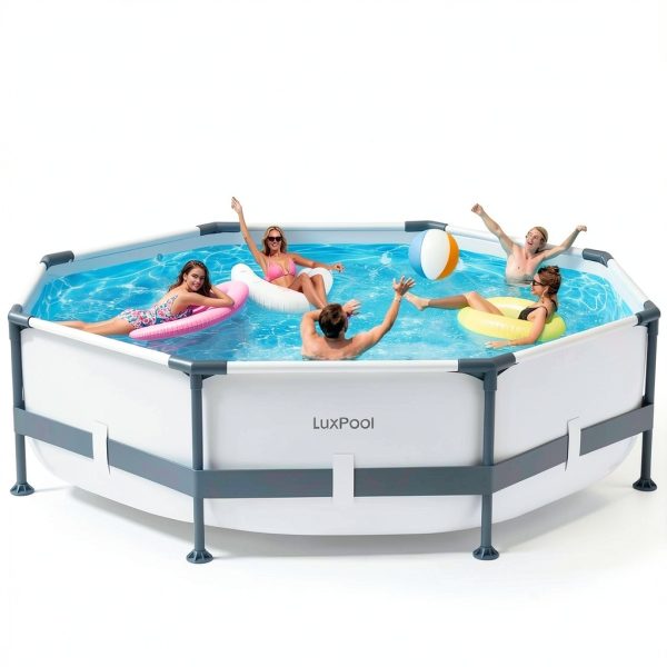 Above Ground Pool LuxPool 10ft x30in Frame with 3D Ripple Liner-1