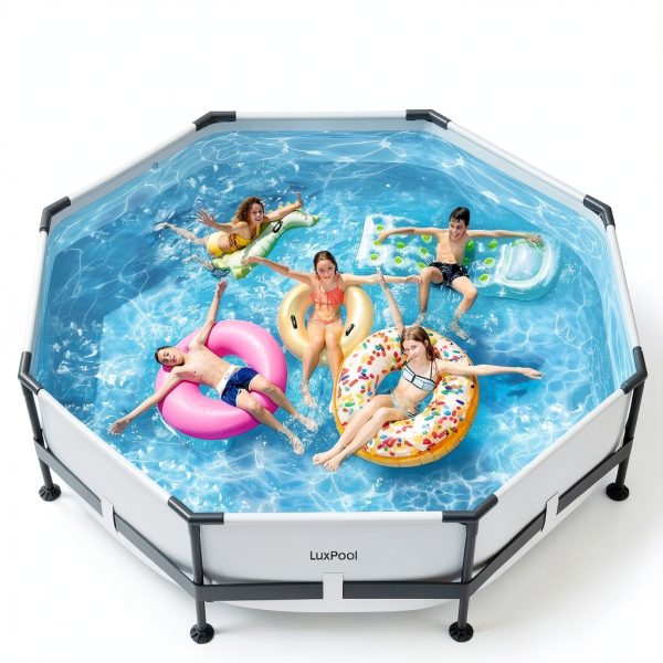 Above Ground Pool LuxPool 10ft x30in Frame with 3D Ripple Liner-3