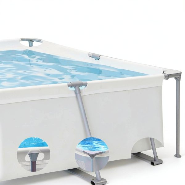 DIMAR GARDEN Above Ground Swimming Pool with Filter Pump, Outdoor Rectangular Steel Frame Swimming Pool for Kids Adults,10ft x 6.8ft x 25.6in-3