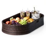 Floating Pool Tray by Devoko Wicker Large Rectangular Table Brown-0