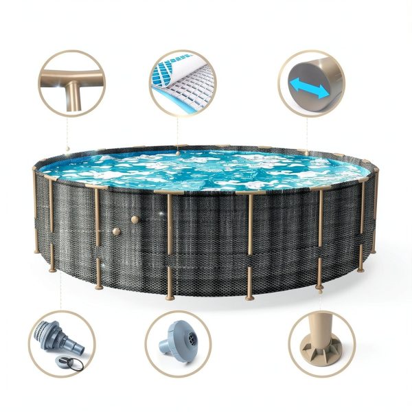 BlueBay Heavy Duty Frame Above Ground Swimming Pool 24ft x 52in Rattan-1
