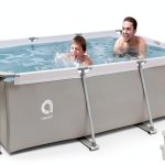 DIMAR GARDEN Above Ground Swimming Pool with Filter Pump, Outdoor Rectangular Steel Frame Swimming Pool for Kids Adults,10ft x 6.8ft x 25.6in-0