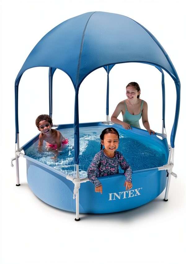 Intex 6ft x 15in Canopy Metal Frame Swimming Pool with Sprayer-1