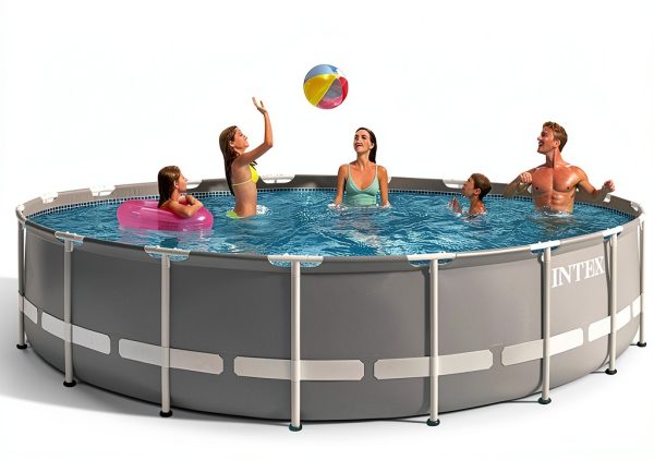 Intex 18ft Prism Frame Swimming Pool Set Cover Filter Pump Gray-1