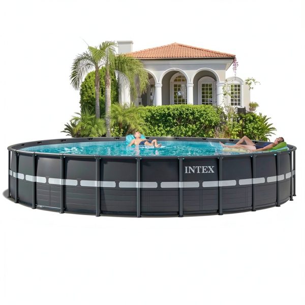 Intex 26339EH Ultra XTR 24ft x 52in Above Ground Swimming Pool Set with Sand Filter Pump, Inflatable Lounge Pool Recliners (2-Pack) and Inflatable Beverage Cooler-2