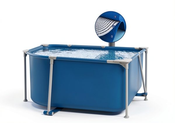 Jojoka Rectangular Frame Pool 118x79x26in Blue Steel Swimming Pool-2