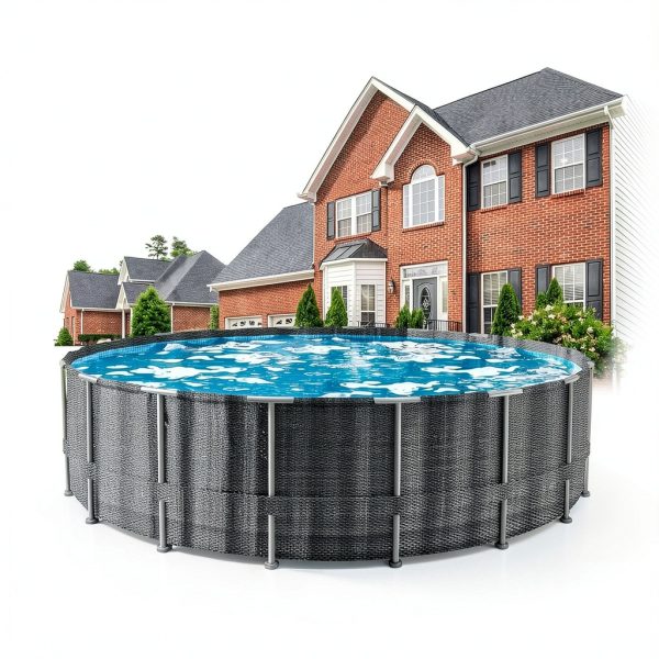 BlueBay Heavy Duty Frame Above Ground Swimming Pool 24ft x 52in Rattan-5
