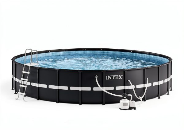 Intex 26339EH Ultra XTR 24ft x 52in Above Ground Swimming Pool Set with Sand Filter Pump, Inflatable Lounge Pool Recliners (2-Pack) and Inflatable Beverage Cooler-1