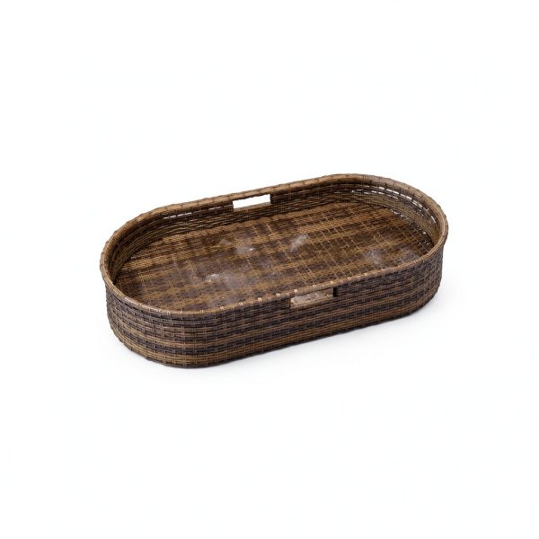 Floating Pool Tray by Devoko Wicker Large Rectangular Table Brown-3