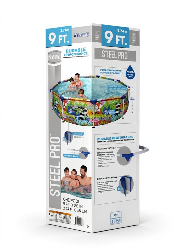Bestway Steel Pro 9ft x 26in above ground pool Panda Jungle Print-6