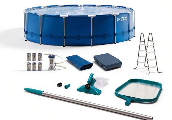 Intex Metal Frame 15' x 48" Above Ground Pool Set with Filter Pump-0