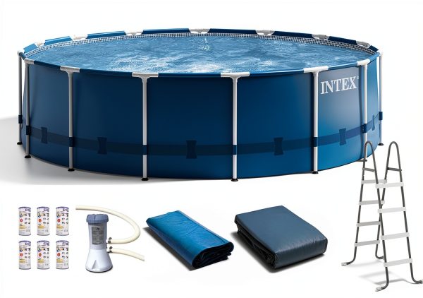 Intex Metal Frame 15' x 48" Above Ground Pool Set with Filter Pump-1