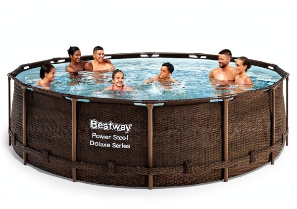 Bestway Power Steel 14 x 42 Round Above Ground Pool Set with Ladder-7
