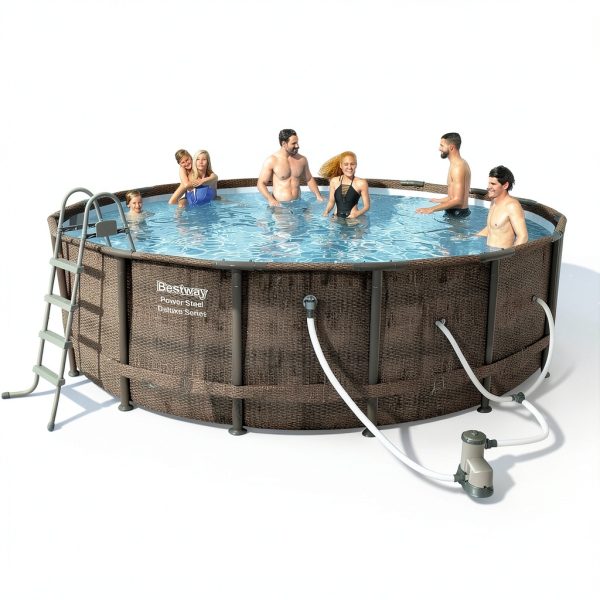 Bestway Power Steel 14 x 42 Round Above Ground Pool Set with Ladder-6