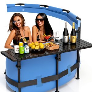 Pool Bar BoYata Aluminum Above Ground Side Table 49.4" x 9.6" Black-0
