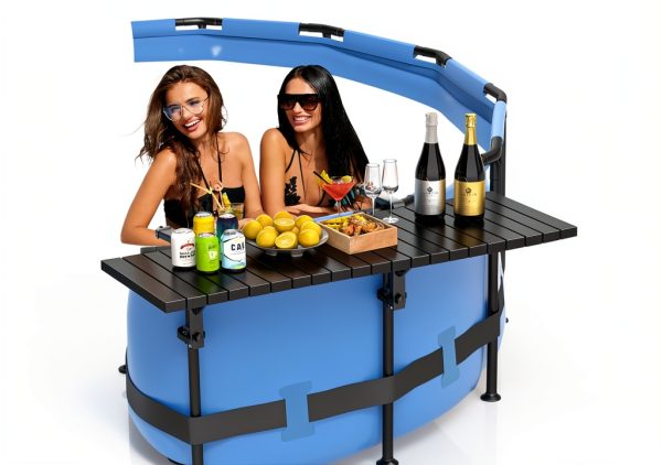 Pool Bar BoYata Aluminum Above Ground Side Table 49.4" x 9.6" Black-0