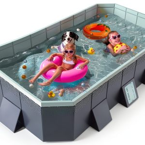 Foldable Non-Inflatable Framed Swimming Pool by HawJReng 65x42x18 Blue-0
