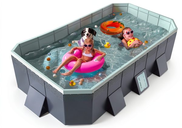 Foldable Non-Inflatable Framed Swimming Pool by HawJReng 65x42x18 Blue-0