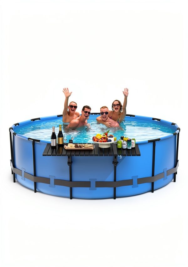 Pool Bar BoYata Aluminum Above Ground Side Table 49.4" x 9.6" Black-2